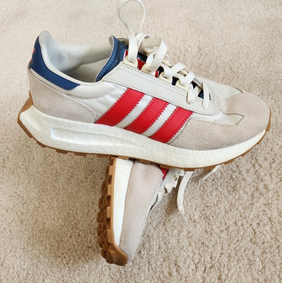 adidas Other - Adidas Retropy E5 Boost MidSole Sneakers Off White/Red/Blue Men's 8, Women's 9